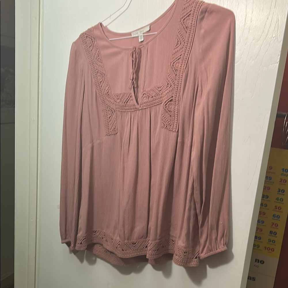 Pink Lace Detail Women's Top